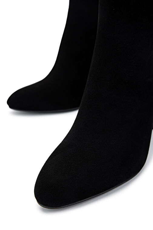Tamer Tanca Kadın Hakiki Deri Siyah Süet Topuklu Bot - Görsel 4