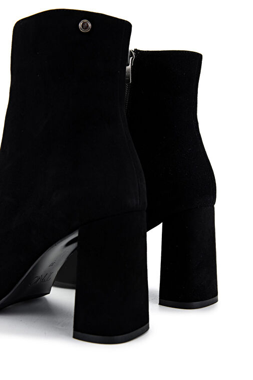Tamer Tanca Kadın Hakiki Deri Siyah Süet Topuklu Bot - Görsel 5