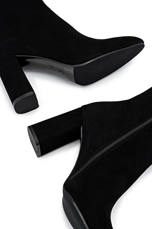 Tamer Tanca Kadın Hakiki Deri Siyah Süet Topuklu Bot - Görsel 6