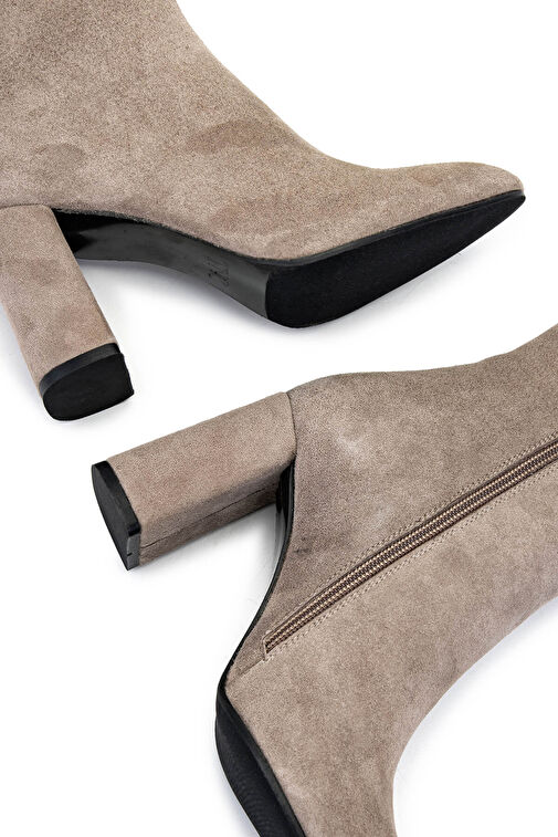 Tamer Tanca Kadın Hakiki Deri Vizon Süet Topuklu Bot - Görsel 6