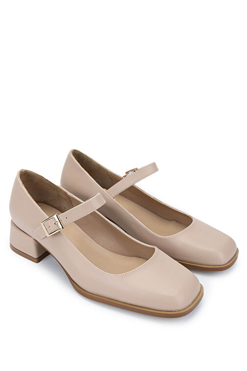 Tamer Tanca Kadın Suni Deri Bej Topuklu Ayakkabı - Görsel 3