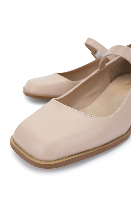 Tamer Tanca Kadın Suni Deri Bej Topuklu Ayakkabı - Görsel 4