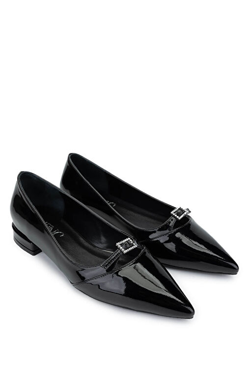 Tamer Tanca Kadın Suni Deri Siyah Rugan Topuklu Ayakkabı - Görsel 3