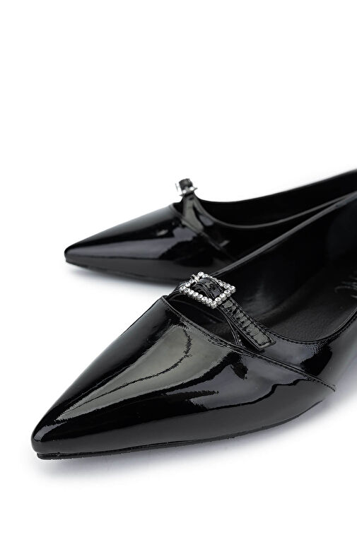 Tamer Tanca Kadın Suni Deri Siyah Rugan Topuklu Ayakkabı - Görsel 4