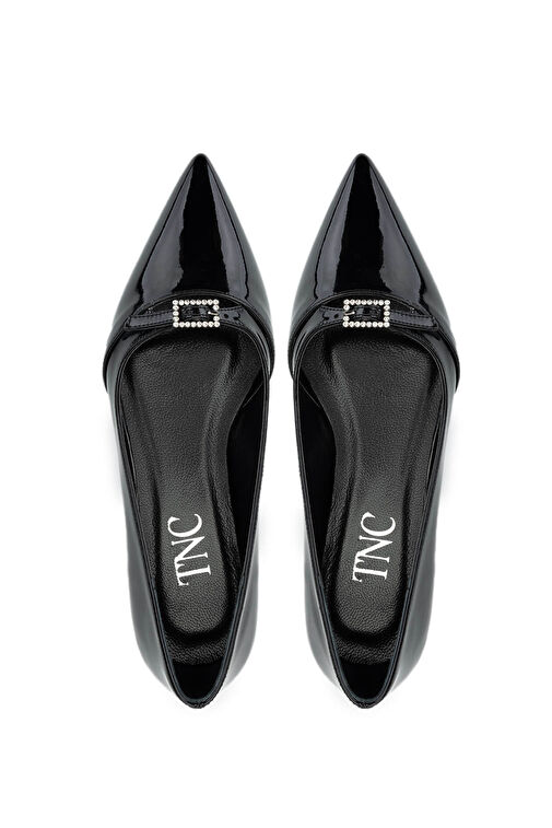 Tamer Tanca Kadın Suni Deri Siyah Rugan Topuklu Ayakkabı - Görsel 6