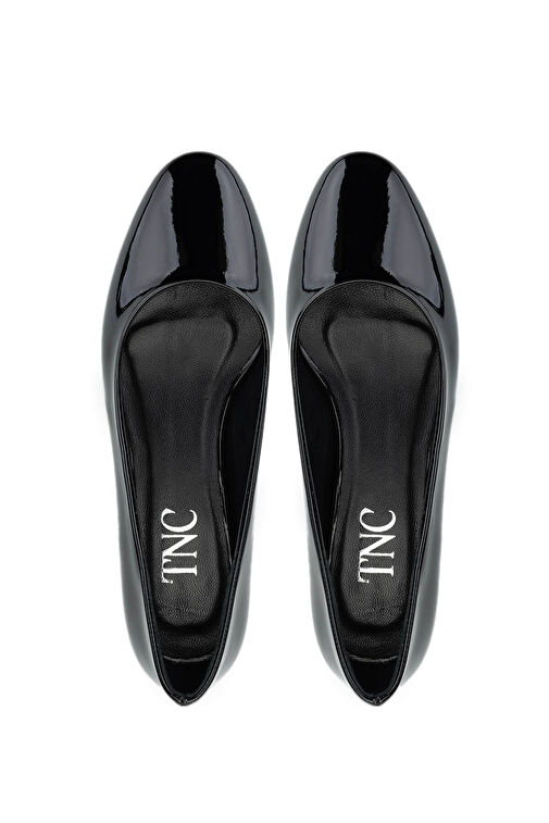 Tamer Tanca Kadın Suni Deri Siyah Rugan Topuklu Ayakkabı - Görsel 6