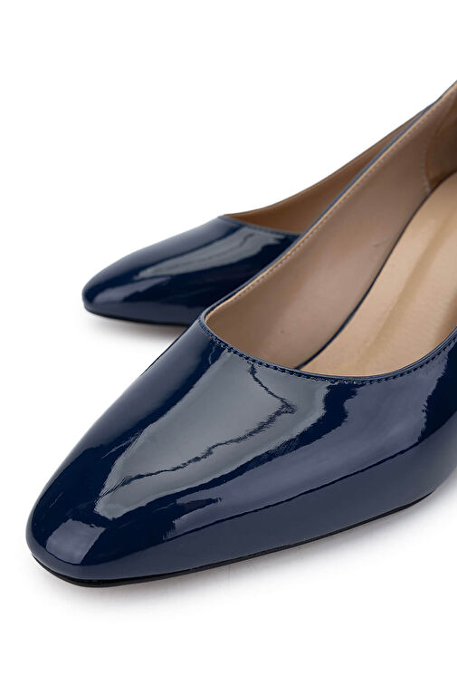 Tamer Tanca Kadın Suni Deri Lacivert Topuklu Ayakkabı - Görsel 4