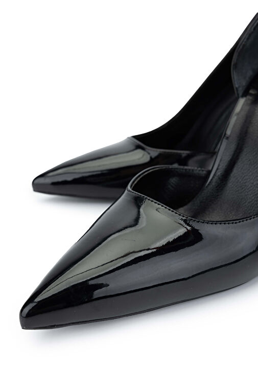 Tamer Tanca Kadın Suni Deri Siyah Rugan Topuklu Ayakkabı - Görsel 4