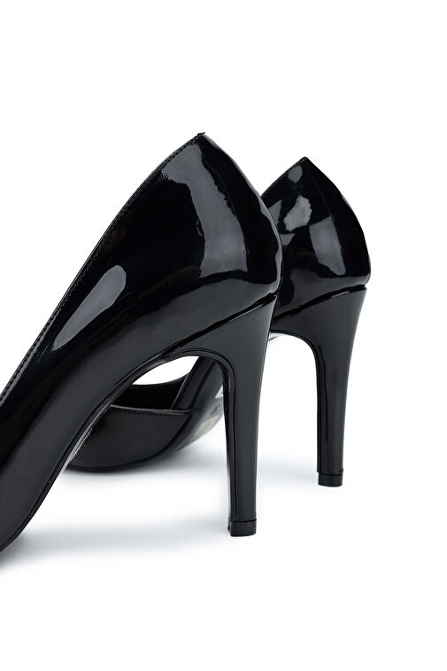 Tamer Tanca Kadın Suni Deri Siyah Rugan Topuklu Ayakkabı - Görsel 5