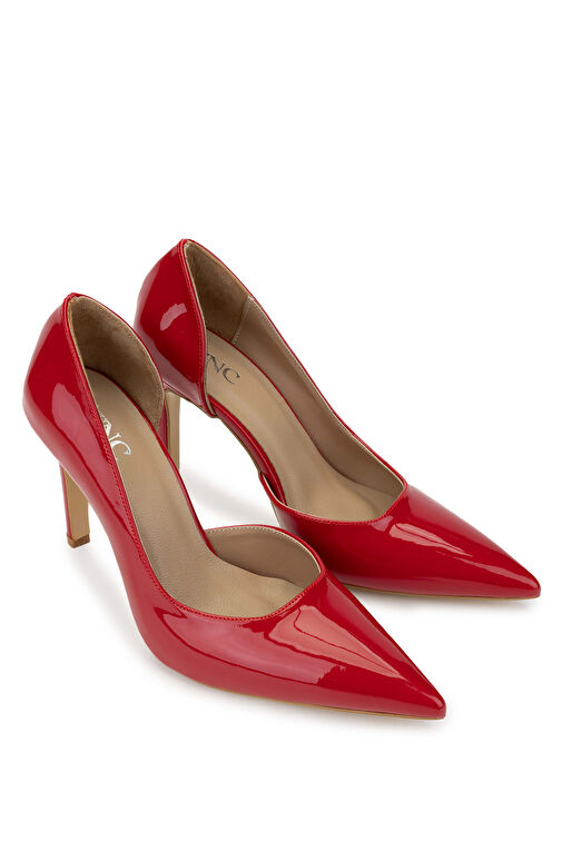 Tamer Tanca Kadın Suni Deri Kırmızı Rugan Topuklu Ayakkabı - Görsel 3