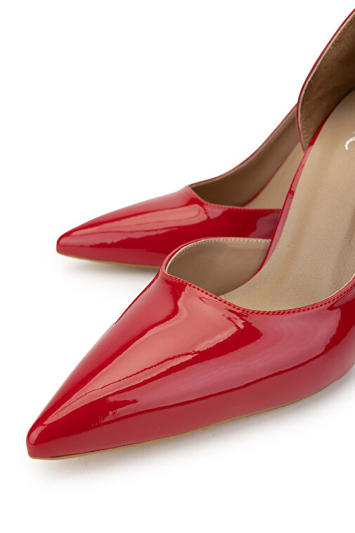 Tamer Tanca Kadın Suni Deri Kırmızı Rugan Topuklu Ayakkabı - Görsel 4