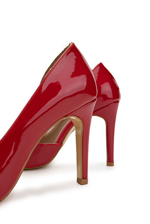 Tamer Tanca Kadın Suni Deri Kırmızı Rugan Topuklu Ayakkabı - Görsel 5