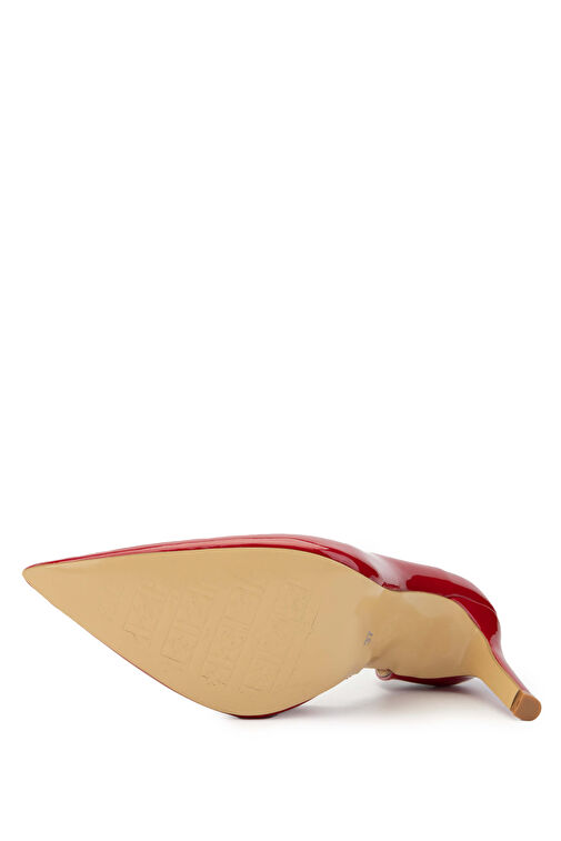 Tamer Tanca Kadın Suni Deri Kırmızı Rugan Topuklu Ayakkabı - Görsel 6