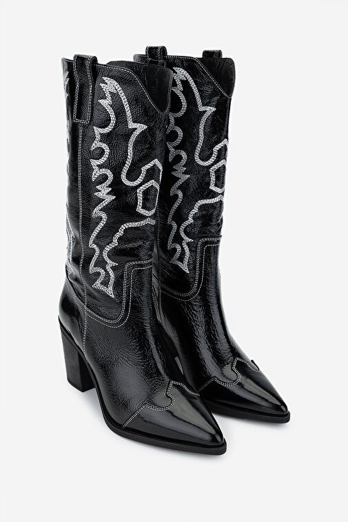 Valmenti Kadın Siyah Topuklu Çizme - Görsel 3