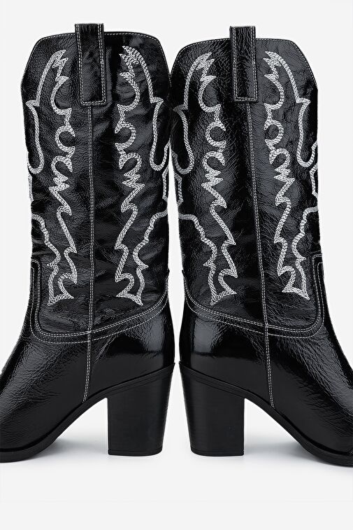 Valmenti Kadın Siyah Topuklu Çizme - Görsel 6