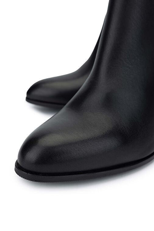 Tamer Tanca Kadın Suni Deri Siyah Deri Topuklu Bot - Görsel 4