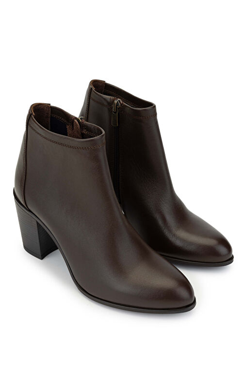 Tamer Tanca Kadın Suni Deri Kahverengi Topuklu Bot - Görsel 3