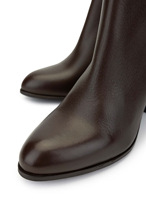 Tamer Tanca Kadın Suni Deri Kahverengi Topuklu Bot - Görsel 4