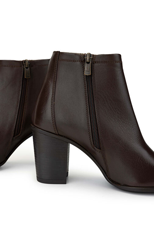 Tamer Tanca Kadın Suni Deri Kahverengi Topuklu Bot - Görsel 5