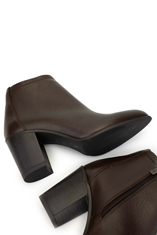 Tamer Tanca Kadın Suni Deri Kahverengi Topuklu Bot - Görsel 6