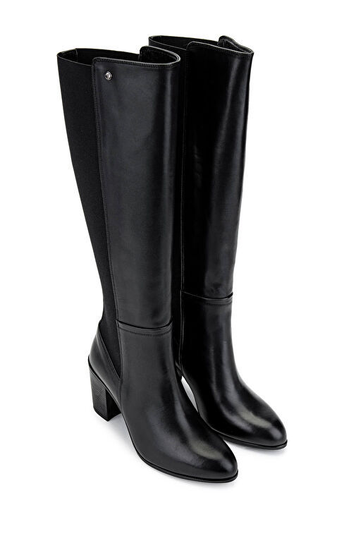 Tamer Tanca Kadın Hakiki Deri Siyah Deri Topuklu Çizme - Görsel 3