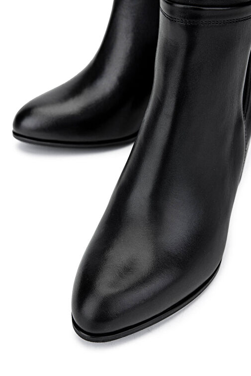 Tamer Tanca Kadın Hakiki Deri Siyah Deri Topuklu Çizme - Görsel 4