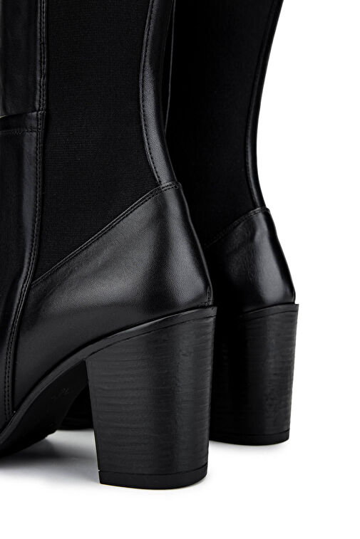 Tamer Tanca Kadın Hakiki Deri Siyah Deri Topuklu Çizme - Görsel 5