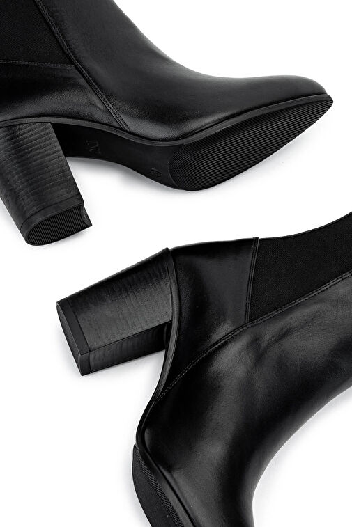 Tamer Tanca Kadın Hakiki Deri Siyah Deri Topuklu Çizme - Görsel 6