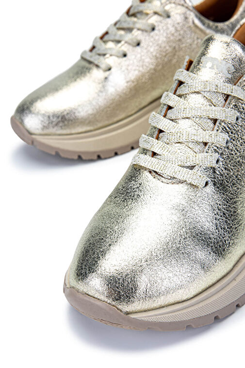 Tamer Tanca Kadın Hakiki Deri Altın Rugan Sneakers & Spor Ayakkabı - Görsel 5