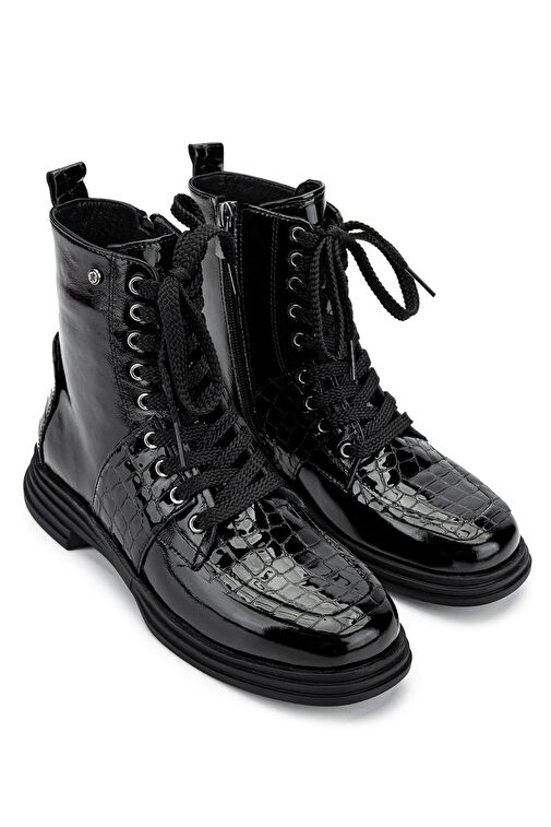 Tamer Tanca Kadın Hakiki Deri Siyah Rugan Casual Bot - Görsel 3