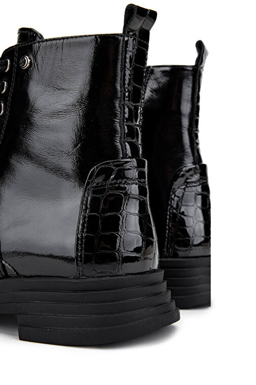 Tamer Tanca Kadın Hakiki Deri Siyah Rugan Casual Bot - Görsel 5