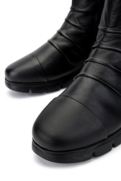 Tamer Tanca Kadın Hakiki Deri Siyah Deri Casual Bot - Görsel 4