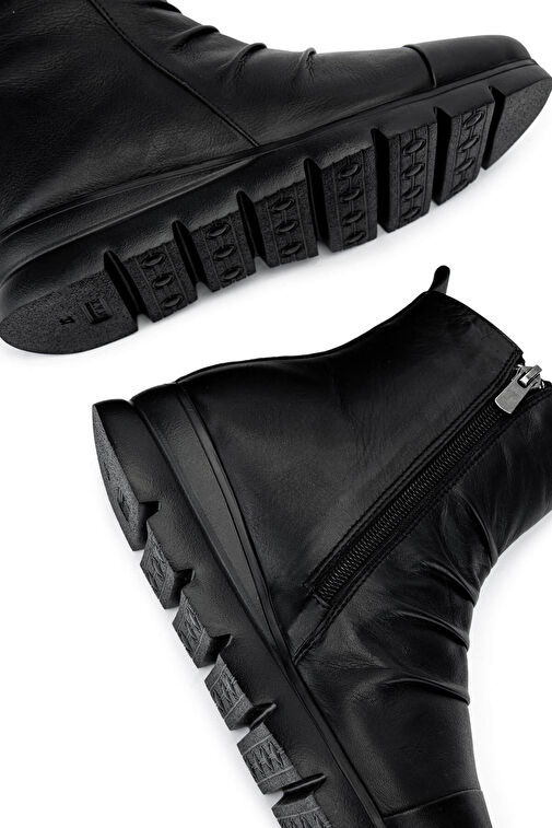 Tamer Tanca Kadın Hakiki Deri Siyah Deri Casual Bot - Görsel 5