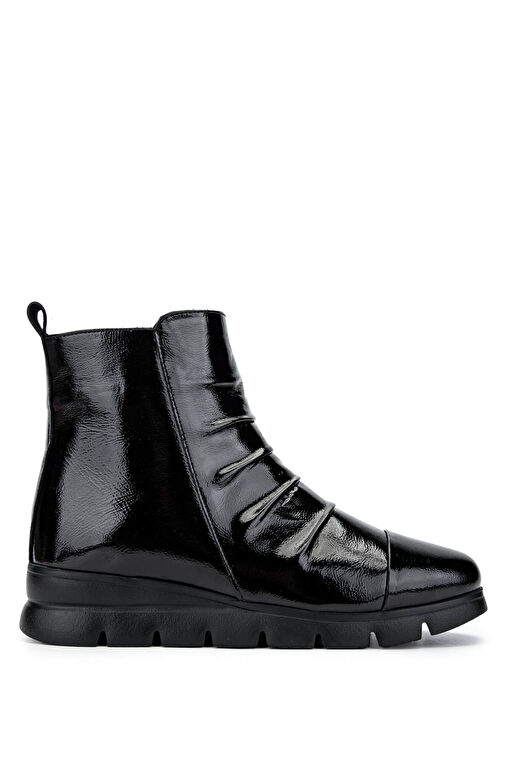 Tamer Tanca Kadın Hakiki Deri Siyah Rugan Casual Bot - Görsel 2