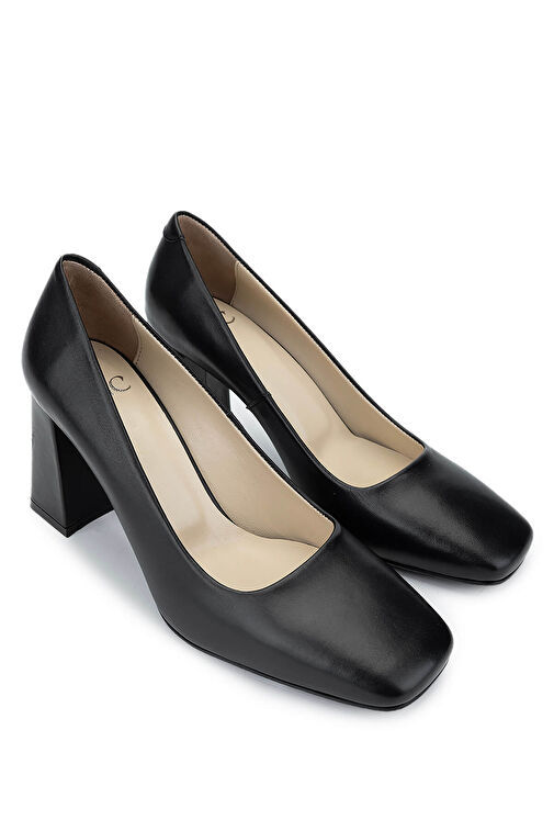 Tamer Tanca Taba Kadın Deri Topuklu Ayakkabı 1078 24594 BN AYK SK24-25 - Görsel 3