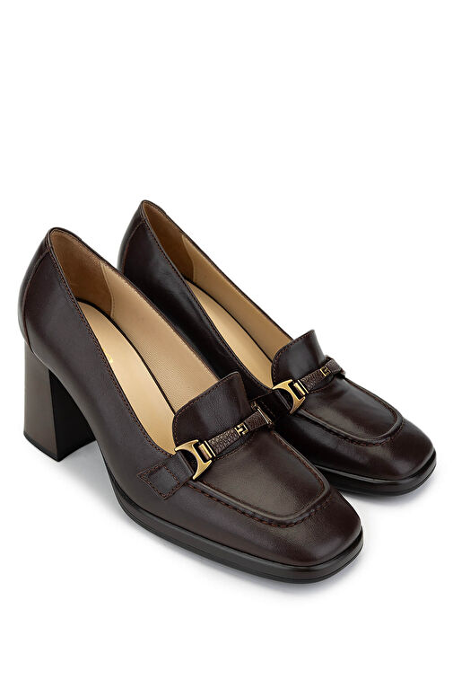 Tamer Tanca Kadın Hakiki Deri Kahverengi Topuklu Ayakkabı - Görsel 3