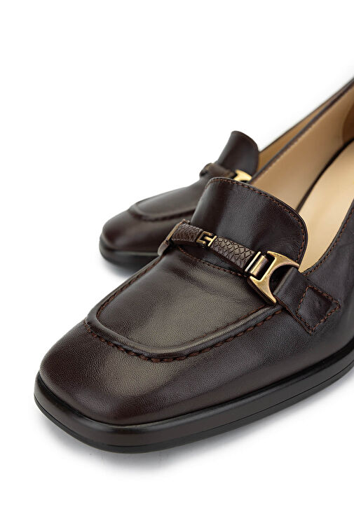 Tamer Tanca Kadın Hakiki Deri Kahverengi Topuklu Ayakkabı - Görsel 4