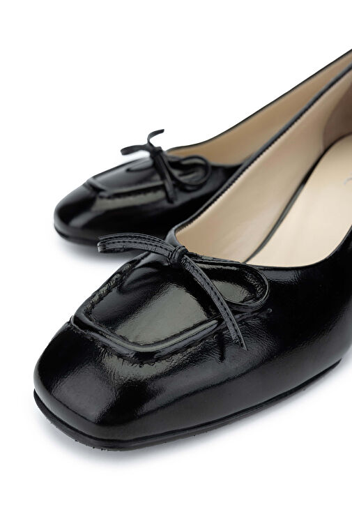 Tamer Tanca Kadın Hakiki Deri Siyah Rugan Topuklu Ayakkabı - Görsel 4