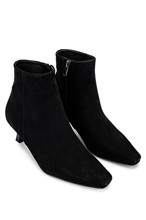 Tamer Tanca Kadın Hakiki Deri Siyah Süet Topuklu Bot - Görsel 3