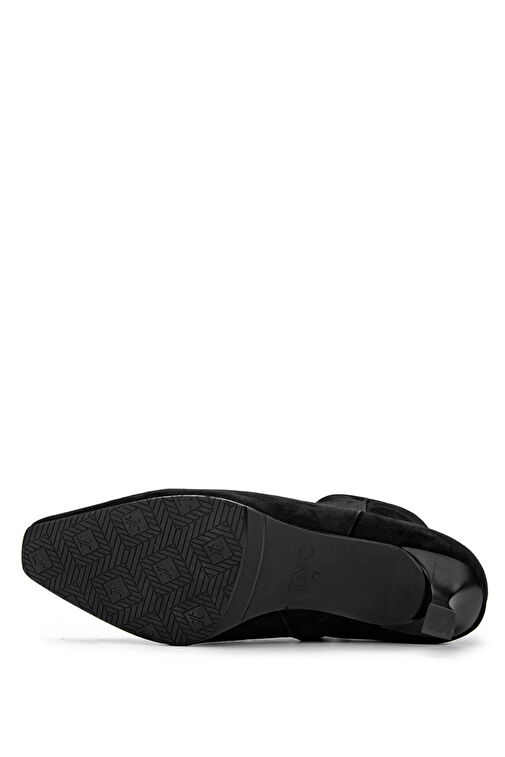 Tamer Tanca Kadın Hakiki Deri Siyah Süet Topuklu Bot - Görsel 4