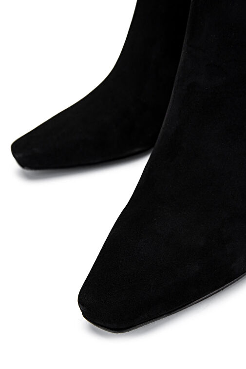 Tamer Tanca Kadın Hakiki Deri Siyah Süet Topuklu Bot - Görsel 5