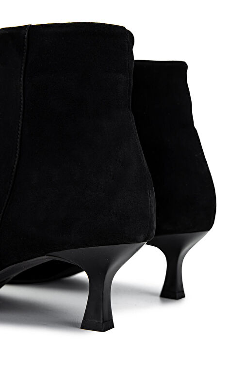 Tamer Tanca Kadın Hakiki Deri Siyah Süet Topuklu Bot - Görsel 6