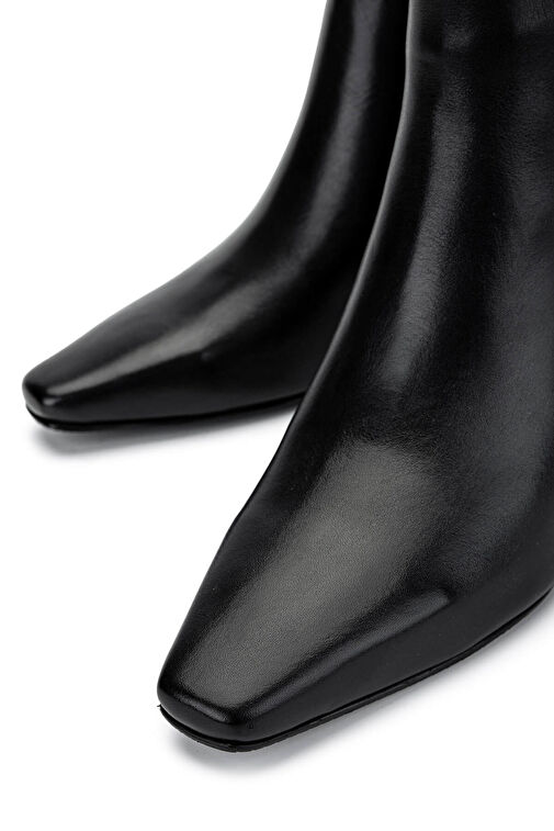 Tamer Tanca Kadın Hakiki Deri Siyah Deri Topuklu Bot - Görsel 5