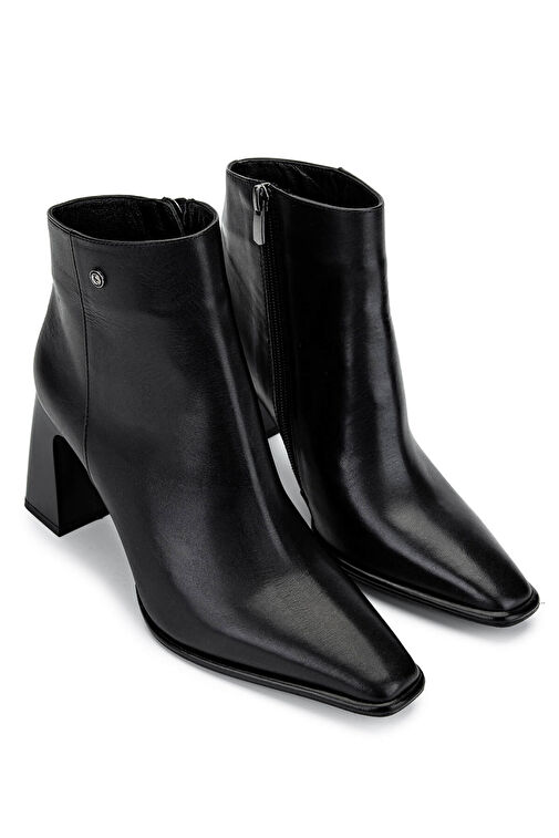 Tamer Tanca Kadın Hakiki Deri Siyah Deri Topuklu Bot - Görsel 3