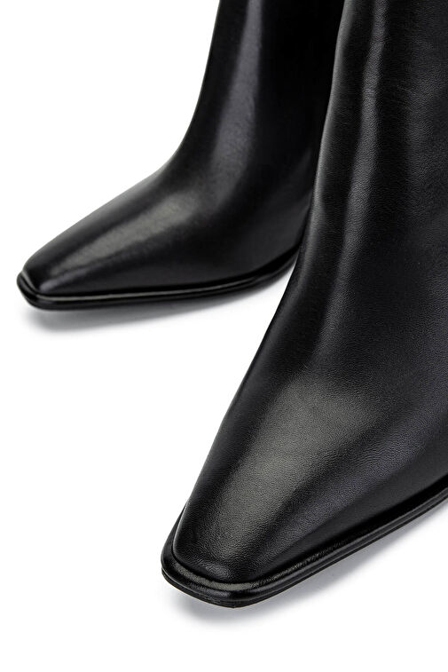 Tamer Tanca Kadın Hakiki Deri Siyah Deri Topuklu Bot - Görsel 5