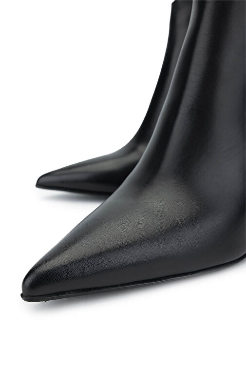 Tamer Tanca Kadın Hakiki Deri Siyah Deri Topuklu Bot - Görsel 4