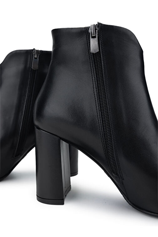 Tamer Tanca Kadın Hakiki Deri Siyah Deri Topuklu Bot - Görsel 5