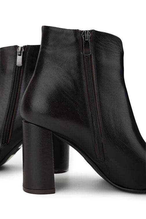 Tamer Tanca Kadın Hakiki Deri Kahverengi Topuklu Bot - Görsel 5