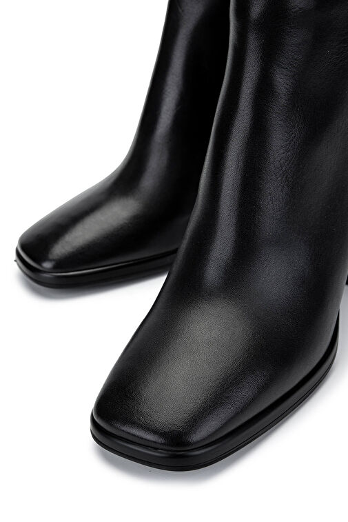 Tamer Tanca Kadın Hakiki Deri Siyah Deri Topuklu Bot - Görsel 4