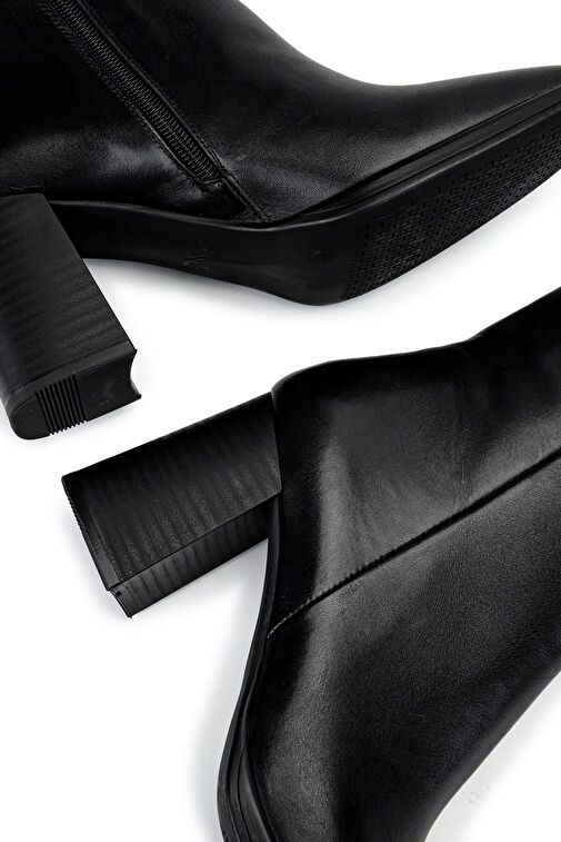 Tamer Tanca Kadın Hakiki Deri Siyah Deri Topuklu Bot - Görsel 6